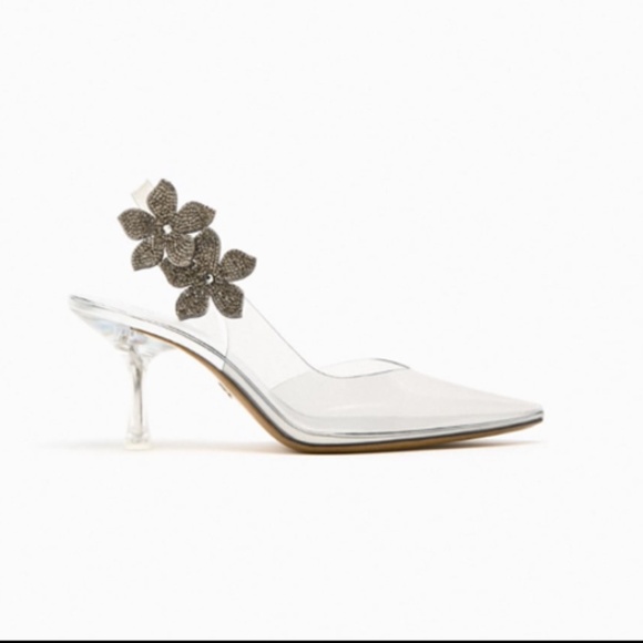 🤍 FLORAL VINYL HIGH HEELED SHOES - Picture 2 of 4